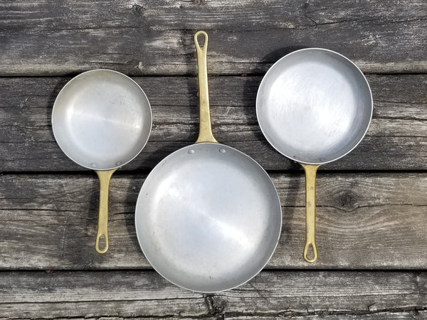 Copper Saute pans with brass handles - Set of 3